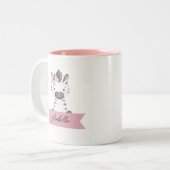 Gepersonaliseerde schattige zebra tweekleurige koffiemok (Voorkant links)