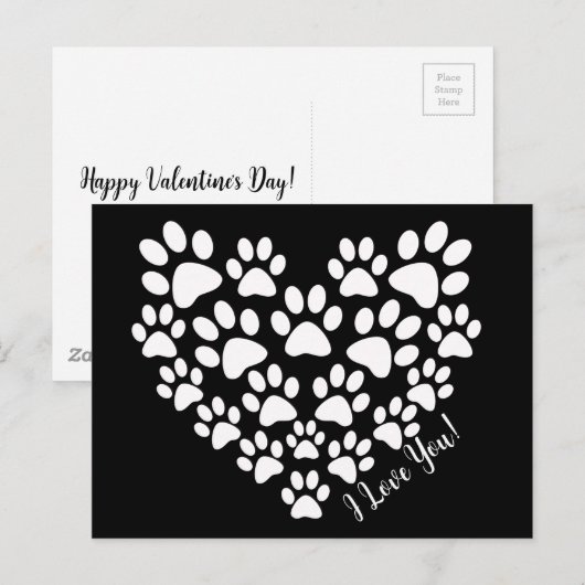 Gepersonaliseerde Schattige Zwart Wit Poot Print H Briefkaart (Voorkant / Achterkant)