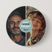 Gepersonaliseerde Schattigee 2 foto verjaardag elk Ronde Button 7,6 Cm (Voorkant)