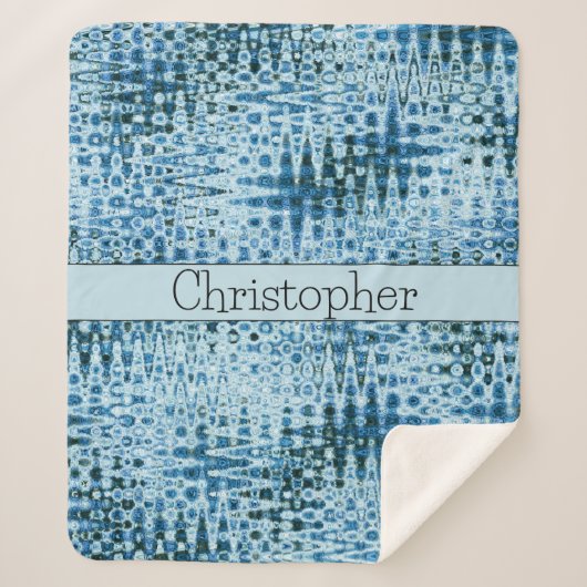 Gepersonaliseerde Schattigee Abstracte blues Sherpa Deken (Voorkant)