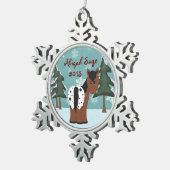 Gepersonaliseerde Schattigee Appaloosa Paard Winte Tin Sneeuwvlok Ornament (Rechts)