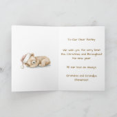 Gepersonaliseerde Schattigee Aquarel Beer Cub Chri Feestdagen Kaart (Binnen)