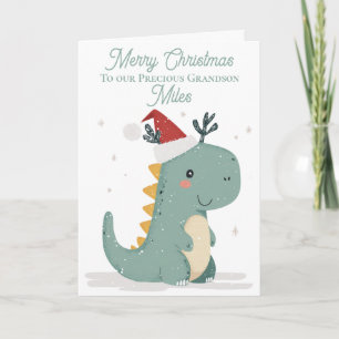 #Gepersonaliseerde Schattigee Aquarel Kerst Dinosa Feestdagen Kaart