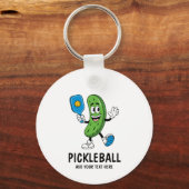 Gepersonaliseerde Schattigee augurk spelen Pickleb Sleutelhanger (Achterkant)