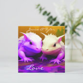 Gepersonaliseerde Schattigee Axolotl Paar Liefde A (Staand voorkant)