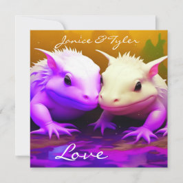 Gepersonaliseerde Schattigee Axolotl Paar Liefde A