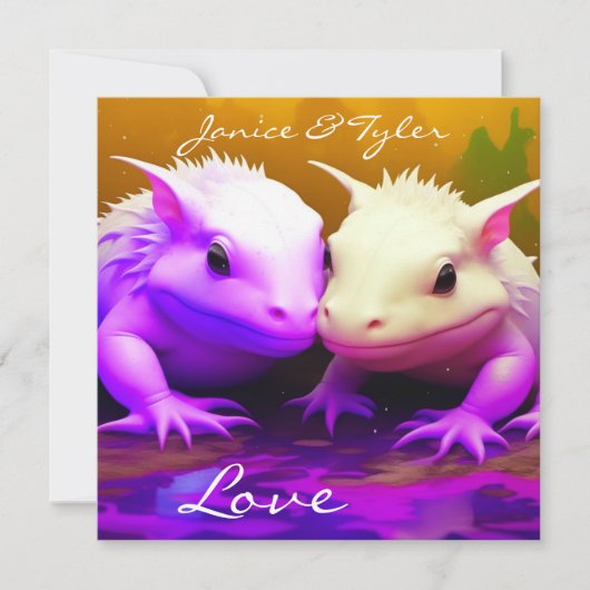 Gepersonaliseerde Schattigee Axolotl Paar Liefde A (Voorkant)