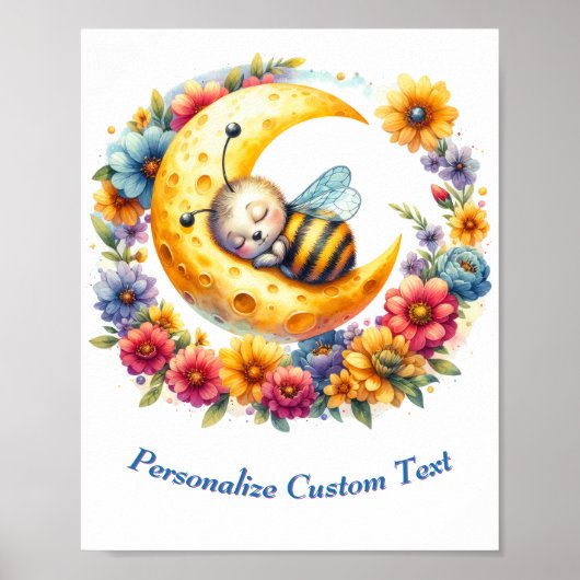Gepersonaliseerde Schattigee Baby Bumble Bee Slape Poster (Voorkant)