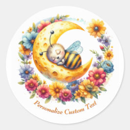 Gepersonaliseerde Schattigee Baby Bumble Bee Slape Ronde Sticker