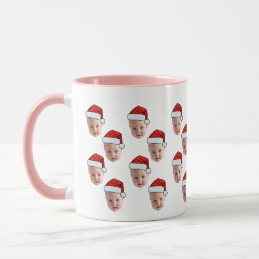 Gepersonaliseerde Schattigee Baby Face Santa Hat K Mok (Links)
