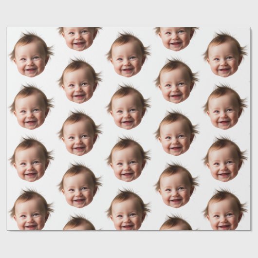 Gepersonaliseerde Schattigee Baby Gezichtsfoto Mam Cadeaupapier (Vlak)
