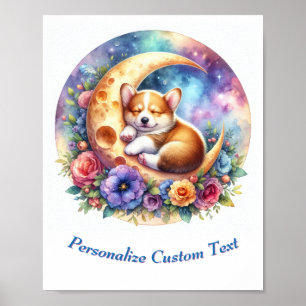 Gepersonaliseerde Schattigee Baby Puppy Slapen op Poster