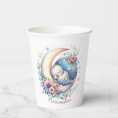 Gepersonaliseerde Schattigee Baby-vogel slapen op  Papieren Bekers (Achterkant)