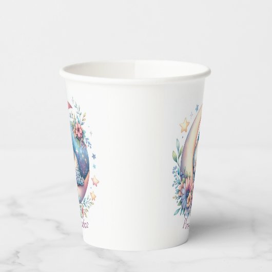 Gepersonaliseerde Schattigee Baby-vogel slapen op  Papieren Bekers (Links)