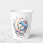 Gepersonaliseerde Schattigee Baby-vogel slapen op  Papieren Bekers (Voorkant)