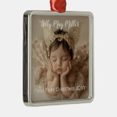 Gepersonaliseerde Schattigee Baby's Eerste Sprookj Metalen Ornament (Rechts)