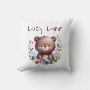 Gepersonaliseerde Schattigee Beer Cub Nursery Wall Kussen