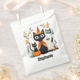 Gepersonaliseerde Schattigee Black Cat & Ghost Hal Bedankzakje