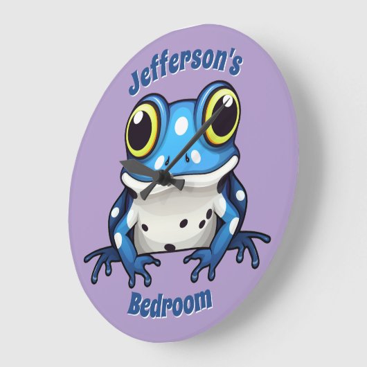 Gepersonaliseerde Schattigee Blauwe Polka Dot Muur Grote Klok (Hoek)