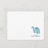 Gepersonaliseerde Schattigee Blue Dinosaur Note Ka Notitiekaartje (Voorkant / Achterkant)