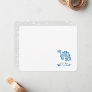 Gepersonaliseerde Schattigee Blue Dinosaur Note Ka Notitiekaartje