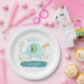 Gepersonaliseerde Schattigee Blue Elephant Baby sh Papieren Bordje (Feest)