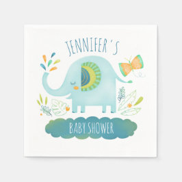 Gepersonaliseerde Schattigee Blue Elephant Baby sh Servet
