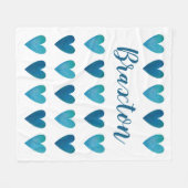 Gepersonaliseerde Schattigee Blue Hearts Valentijn Fleece Deken (Voorkant (Horizontaal))