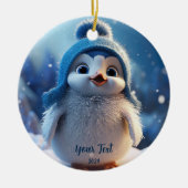 Gepersonaliseerde Schattigee Blue Penguin aangepas Keramisch Ornament (Voorkant)