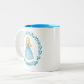 Gepersonaliseerde Schattigee Blue Princess Tweekleurige Koffiemok (Voorkant links)