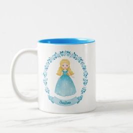 Gepersonaliseerde Schattigee Blue Princess Tweekleurige Koffiemok