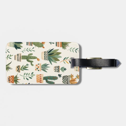 Gepersonaliseerde Schattigee Boho Potted Planten B Bagagelabel (Achterkant horizontaal)