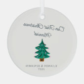 Gepersonaliseerde Schattigee boom eerste kerst get Glas Ornament (Achterkant)