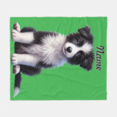 Gepersonaliseerde Schattigee Border Collie Puppy Fleece Deken (Voorkant (Horizontaal))