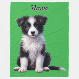 Gepersonaliseerde Schattigee Border Collie Puppy Fleece Deken