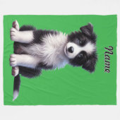 Gepersonaliseerde Schattigee Border Collie Puppy Fleece Deken (Voorkant (Horizontaal))