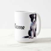 Gepersonaliseerde Schattigee Border Collie Puppy Koffiemok (Voorkant rechts)