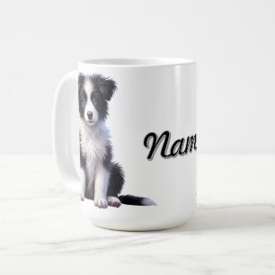 Gepersonaliseerde Schattigee Border Collie Puppy Koffiemok