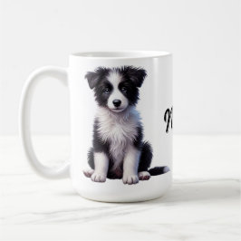 Gepersonaliseerde Schattigee Border Collie Puppy Koffiemok