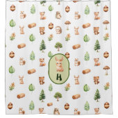 Gepersonaliseerde Schattigee bosdieren Patroon Douchegordijn (Voorkant)