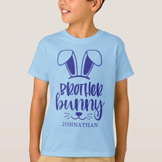 Gepersonaliseerde Schattigee Boy Brother Bunny Eas T-shirt (Voorkant)