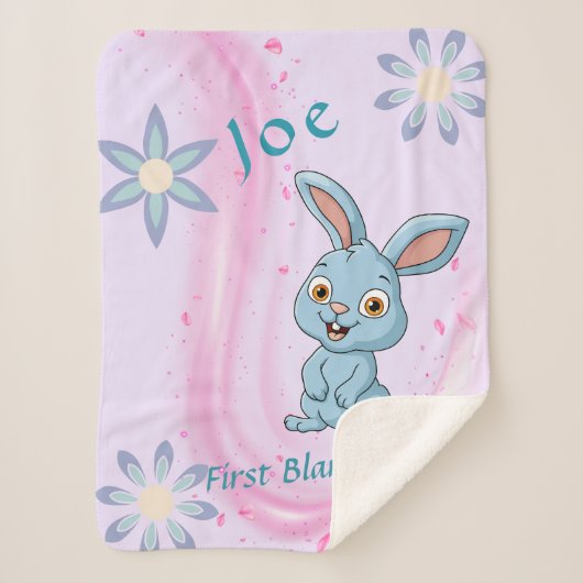  Gepersonaliseerde Schattigee Bunny Baby Deken (Voorkant)