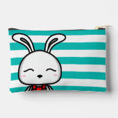 Gepersonaliseerde Schattigee Bunny Pink Gestript Etui (Achterkant)