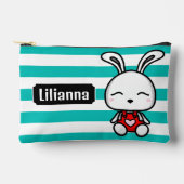 Gepersonaliseerde Schattigee Bunny Pink Gestript Etui (Voorkant)