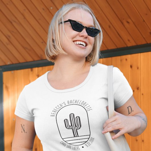 Gepersonaliseerde Schattigee Cactus Bachelorette P T-shirt