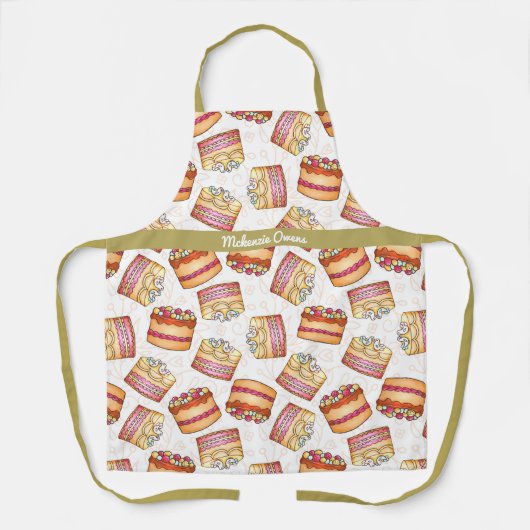 Gepersonaliseerde Schattigee Cakes Patterns Dames' Schort (Voorkant)