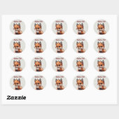 Gepersonaliseerde Schattigee Cartoon Fox Ronde Sticker (Vel)