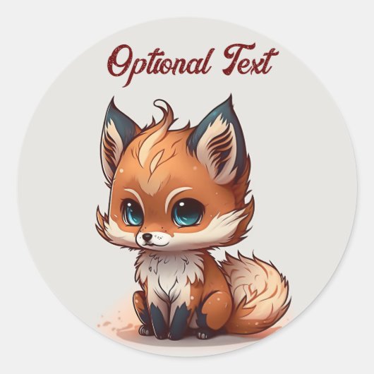 Gepersonaliseerde Schattigee Cartoon Fox Ronde Sticker (Voorkant)