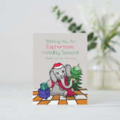 Gepersonaliseerde Schattigee Cartoon Kerst Olifant Feestdagenkaart (Staand voorkant)