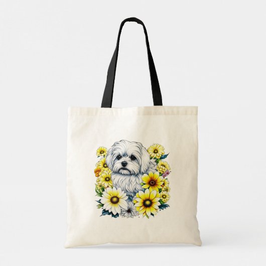 Gepersonaliseerde Schattigee Cartoon Maltees Tote Bag (Achterkant)